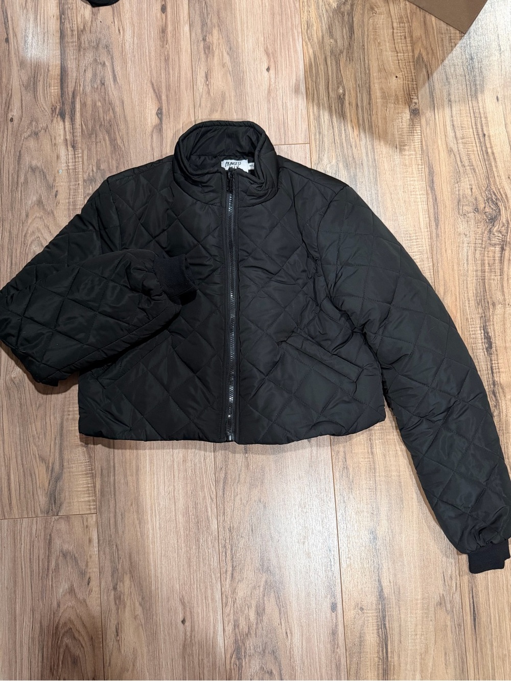 Princess Polly Black Quilted Crop Puffer Jacket